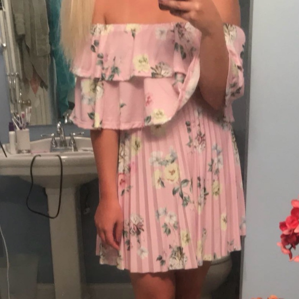 ASOS Pink Floral Off-Shoulder Kids Dress